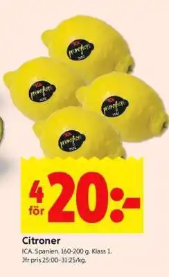 ICA Supermarket Citroner erbjuda