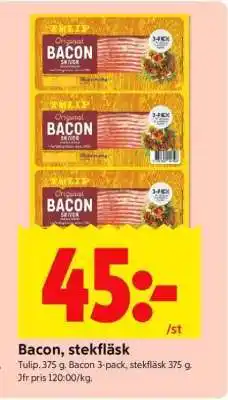 ICA Supermarket BACON, STEKFLÄSK erbjuda