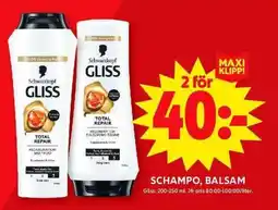 ICA Maxi GLISS Schampo, balsam erbjuda