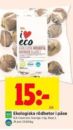 ICA Kvantum ICA Ekologiska rödbetor i påse erbjuda