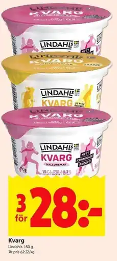 ICA Kvantum LINDAHLS Kvarg erbjuda