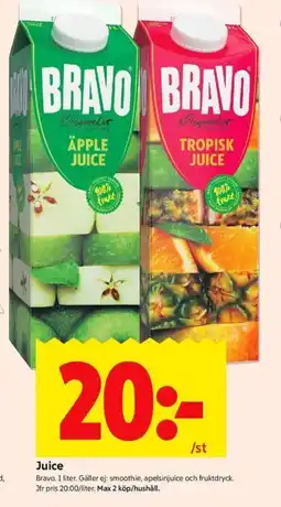 ICA Kvantum BRAVO Juice erbjuda