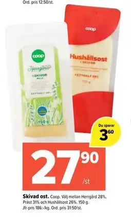 Coop Extra Skivad ost erbjuda