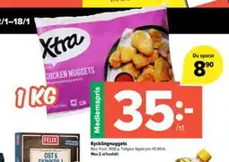 Coop Extra Kycklingnuggets, Medlemspris erbjuda
