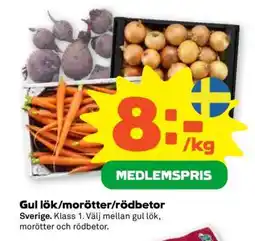 Stora Coop Gul lök/morötter/rödbetor erbjuda