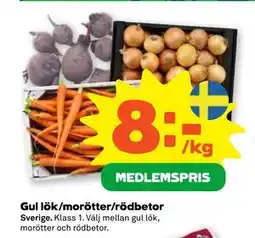 Stora Coop Gul lök/morötter/rödbetor, Medlemspris erbjuda