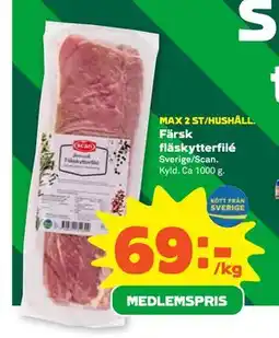 Stora Coop Färsk fläskytterfilé, Medlemspris erbjuda