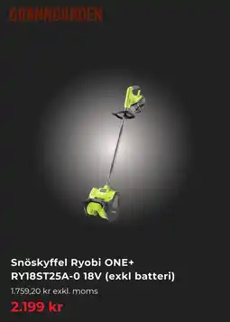 Granngården Snöskyffel Ryobi ONE+ RY18ST25A-0 18V (exkl batteri) erbjuda
