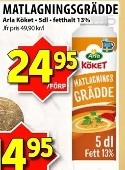 Nya Pulsen Arla Köket Matlagningsgrädde erbjuda