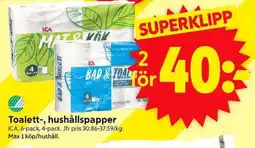 ICA Supermarket ICA Toalett-, hushållspapper erbjuda