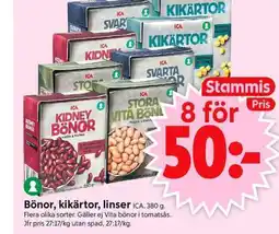 ICA Supermarket ICA Bönor, kikärtor, linser erbjuda