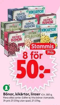 ICA Supermarket ICA Bönor, kikärtor, linser erbjuda