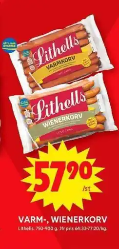 ICA Maxi Lithells Varm-, wienerkorv erbjuda