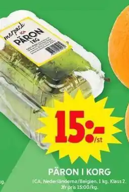 ICA Maxi ICA Päron i korg erbjuda