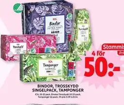 ICA Maxi ICA Bindor, trosskydd singelpack, tamponger erbjuda