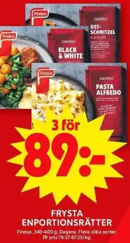 ICA Maxi Findus Frysta enportionsrätter erbjuda