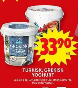 ICA Maxi Salakis Turkisk, grekisk yoghurt erbjuda