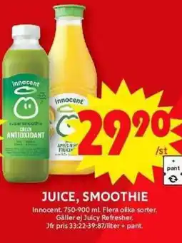 ICA Maxi Innocent Juice, smoothie erbjuda