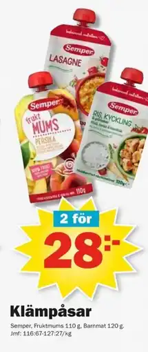Pekås Semper Klämpåsar erbjuda