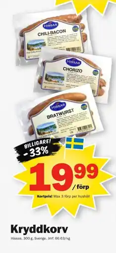 Pekås HISSAS Kryddkorv erbjuda
