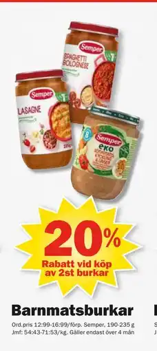 Pekås Barnmatsburkar erbjuda