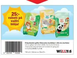 Willys Erbjudandet gäller Eldorados byxblöjor i alla tre storlekar erbjuda