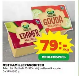 Coop Daglivs OST FAMILJEFAVORITER, Medlemspris erbjuda