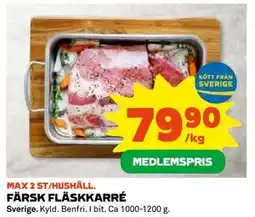 Coop Daglivs FÄRSK FLÄSKKARRÉ, Medlemspris erbjuda