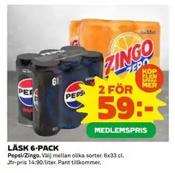 Coop Daglivs LÄSK 6-PACK, Medlemspris erbjuda