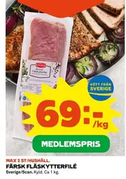 Coop Daglivs FÄRSK FLÄSKYTTERFILÉ, Medlemspris erbjuda