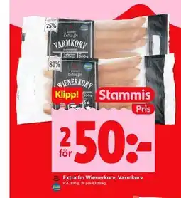 ICA Kvantum Extra fin Wienerkorv, Varmkorv, Medlemspris erbjuda