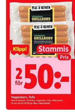 ICA Kvantum Vegankorv, Tofu, Medlemspris erbjuda