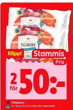 ICA Kvantum Falukorv, Medlemspris erbjuda