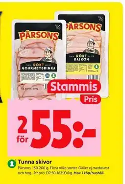 ICA Kvantum Tunna skivor, Medlemspris erbjuda