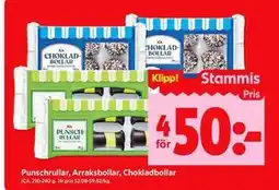 ICA Kvantum Punschrullar, Arraksbollar, Chokladbollar, Medlemspris erbjuda