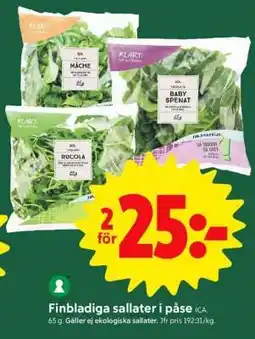 ICA Supermarket Finbladiga sallater i påse erbjuda