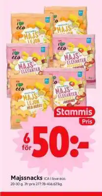 ICA Supermarket Majssnacks ICA I love eco erbjuda