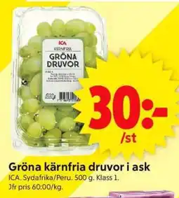 ICA Supermarket GRÖNA KÄRNFRIA DRUVOR I ASK erbjuda