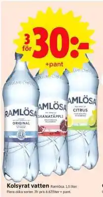 ICA Supermarket Kolsyrat vatten Ramlösa erbjuda