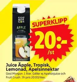 ICA Supermarket Juice Äpple, Tropisk, Lemonad, Apelsinnektar erbjuda