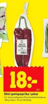 ICA Supermarket Röd Spetspaprika i Påse erbjuda
