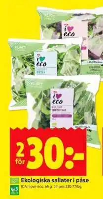 ICA Supermarket EKOLOGISKA SALLATER I PÅSE erbjuda
