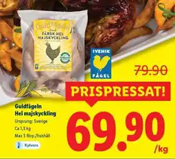Lidl Guldfågeln Hel majskyckling erbjuda