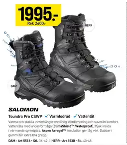 Engelsons SALOMON Toundra Pro CSWP, Varmfodrad , Vattentät erbjuda