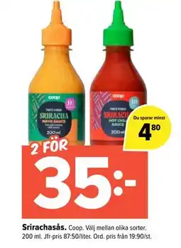 Coop Extra Srirachasås erbjuda