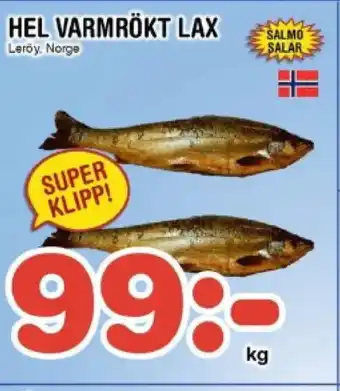 Hel varmrökt lax