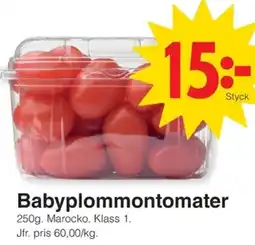 Matöppet Babyplommontomater erbjuda