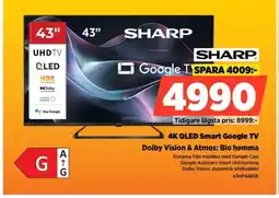 Power SHARP 4K QLED Smart Google TV 43HP6465E erbjuda