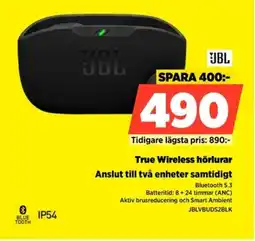 Power JBL True Wireless hörlurar JBLVBUDS2BLK erbjuda