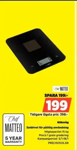 Power Chef Matteo Köksvåg PRECISOSOLAR erbjuda